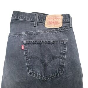 Levi's 501 Mens Button Fly Black Straight Leg Jeans Size 52x32